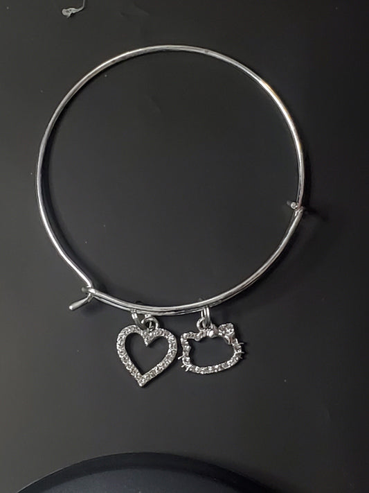 Hello Kitty and Hearts Silver Bangle