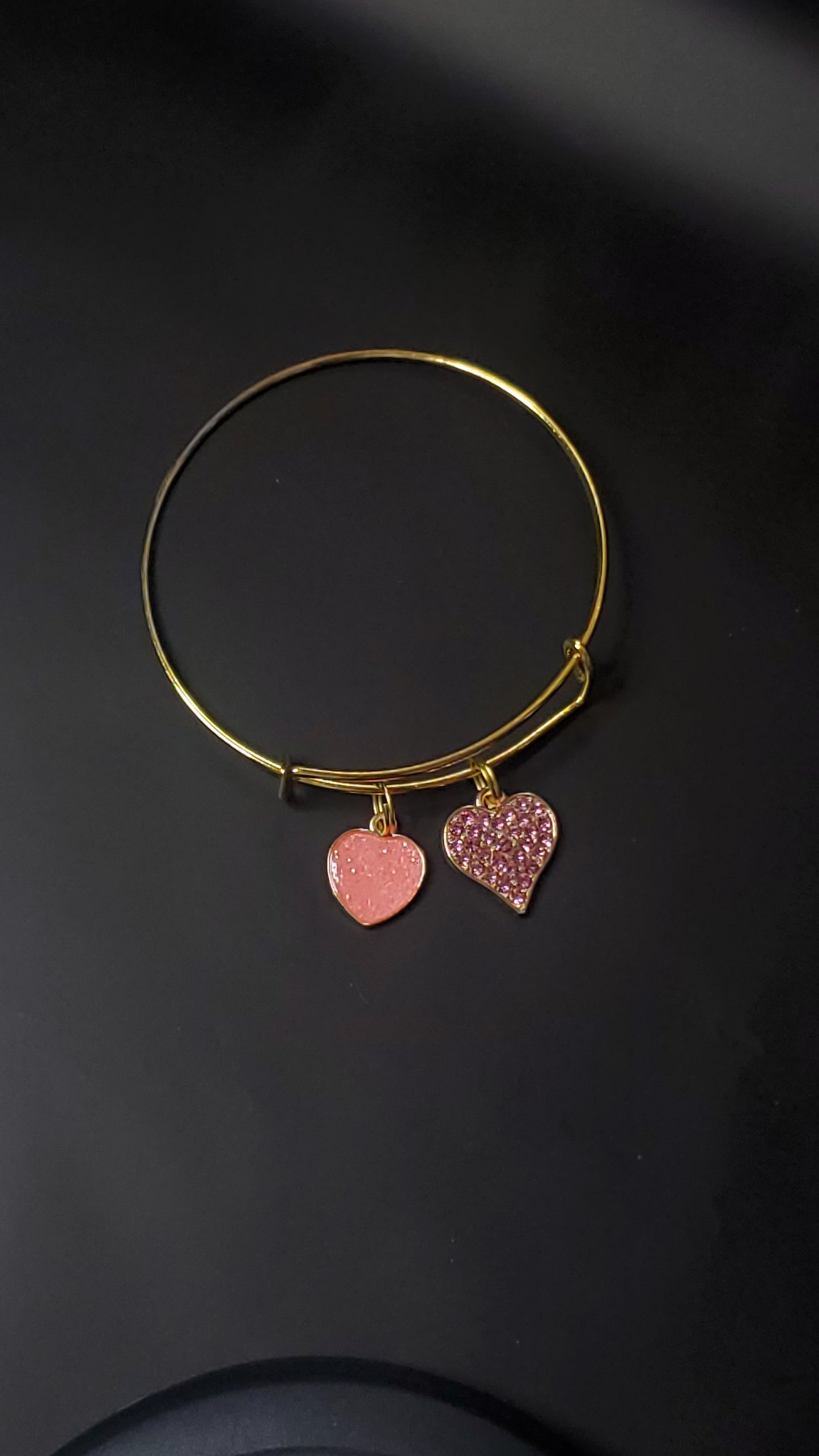 Pink Hearts Gold Bangle