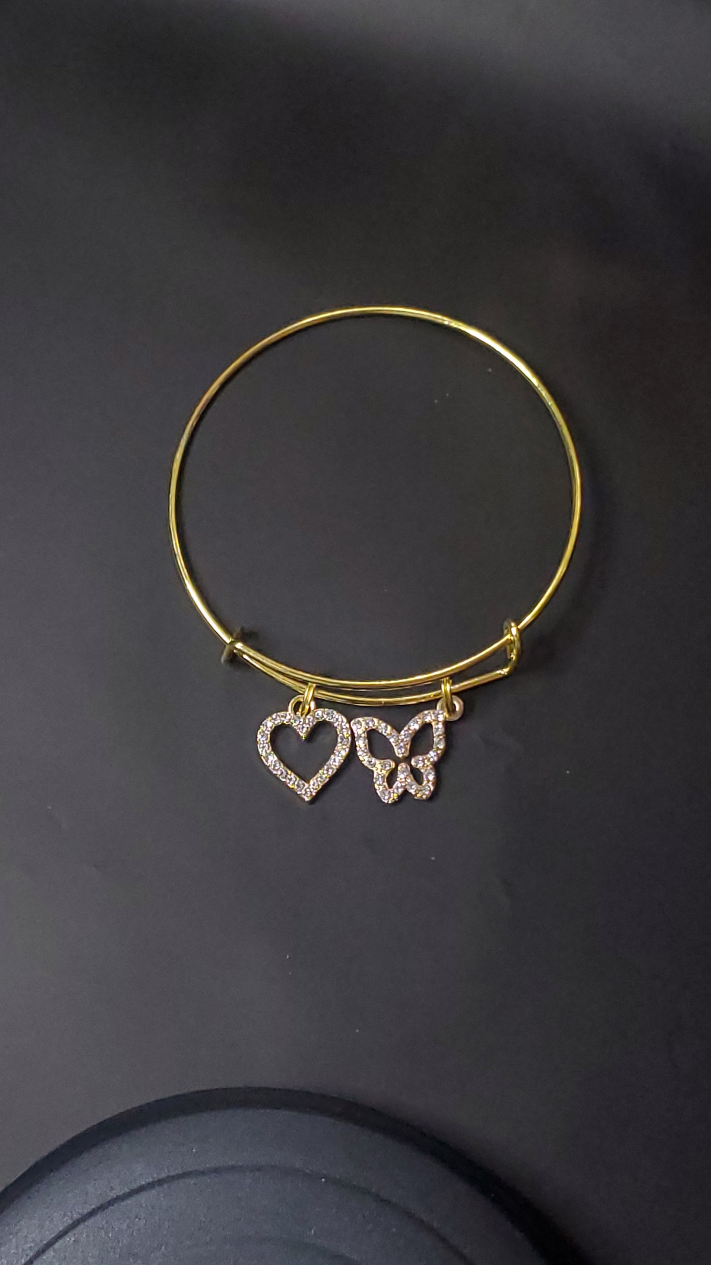 Hearts and Butterfly Gold Bangle